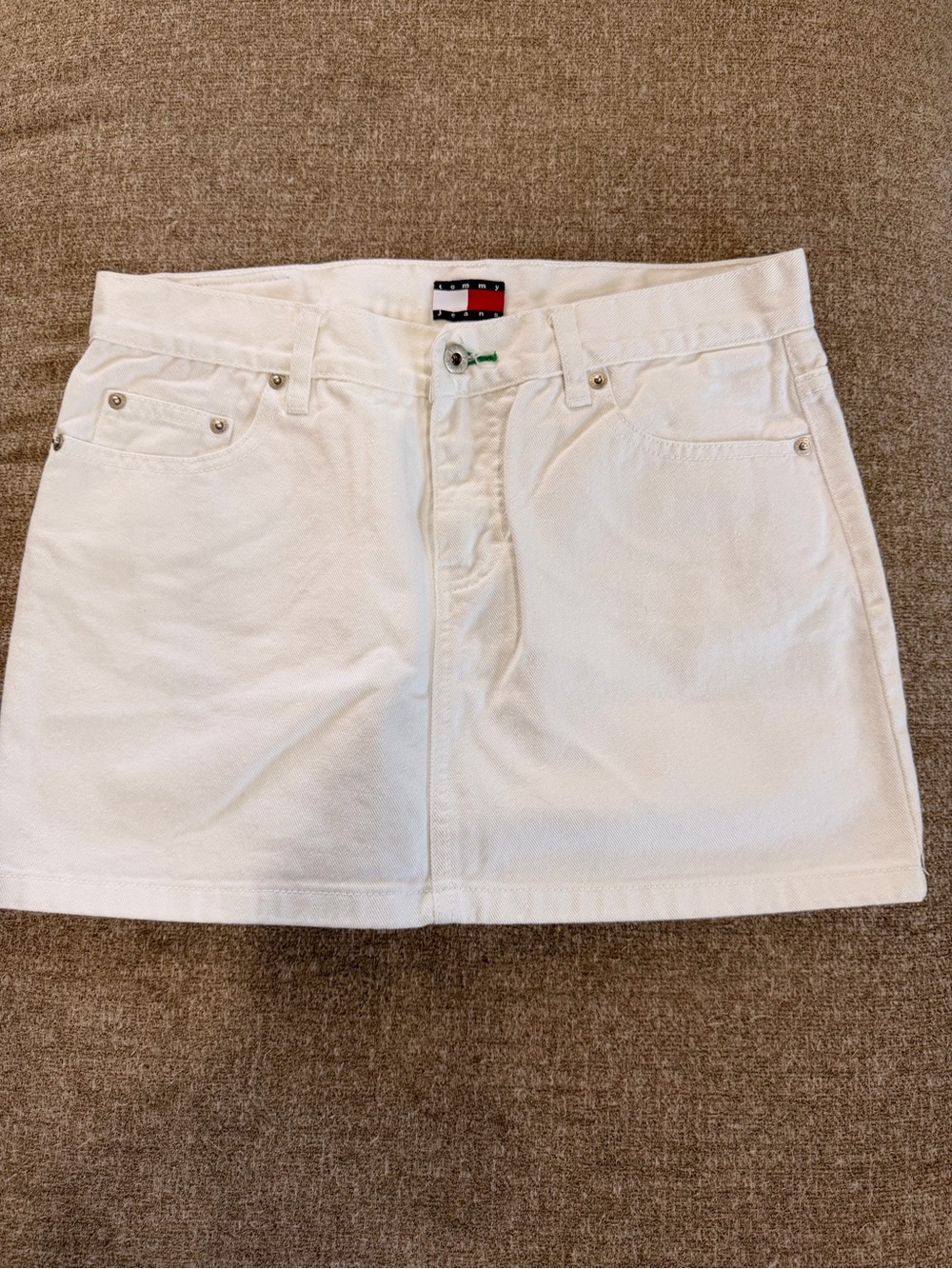 Tommy Hilfiger White Denim A-Line Mini Skirt